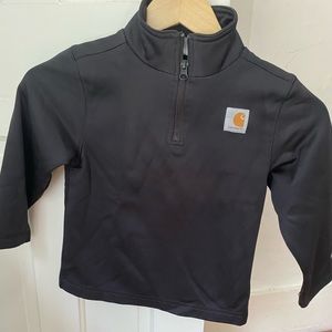 Black Carhartt quarter-zip long sleeve pullover.  Youth size 4